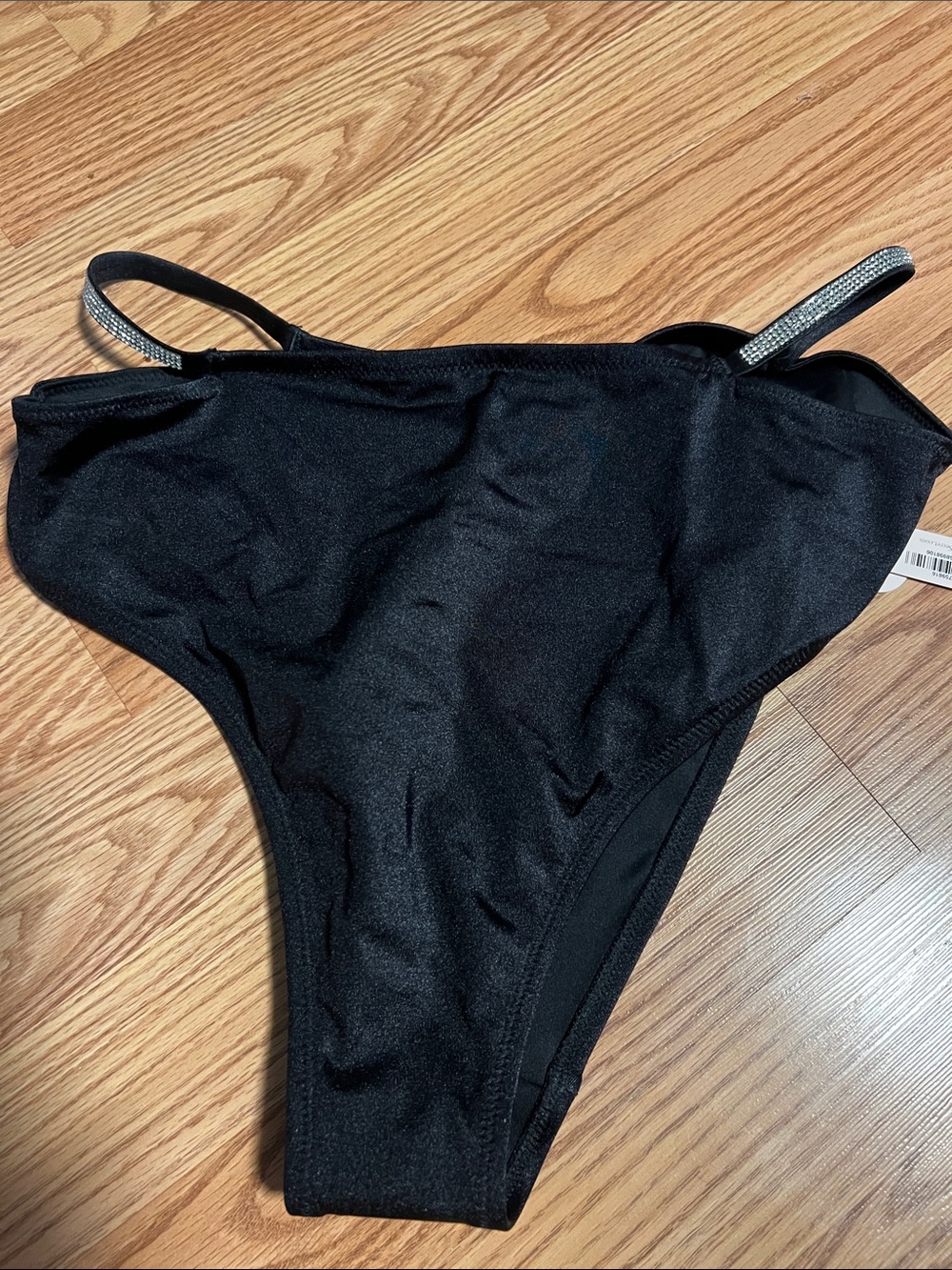 Victoria's Secret Black Bikini Bottom with Rhinestone Straps